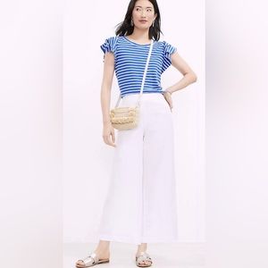 Loft, Size Small, Linen/Cotton Blend, White Wide-leg, Dress Pant.